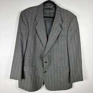 Christian Dior Men's 44R Black Plaid Wool USA Two Button Ventless Blazer Union